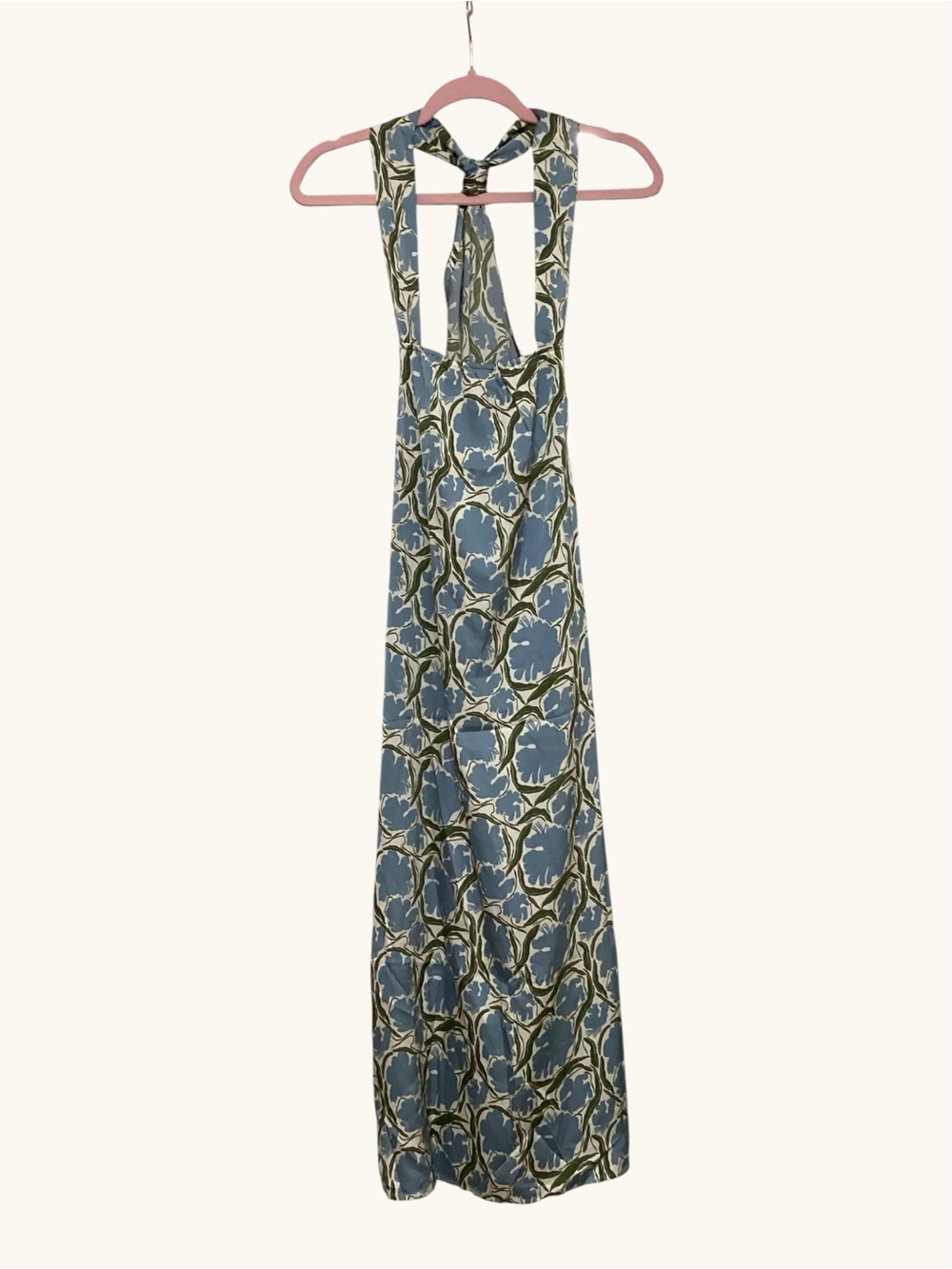 🦋Elegant Blue Floral print halter neckline 
Midi Dress Large NWT - Picture 11 of 13